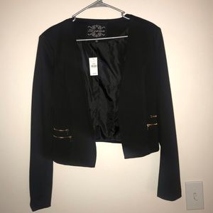 Large Black Blazer w/ Stylish Gold Zippers 💎